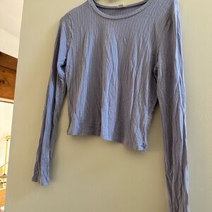 Garage Long Sleeve Ribbed Top - Soft Blue